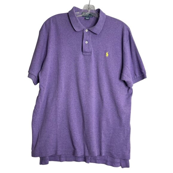 Vintage Polo Ralph Lauren Cotton Logo Polo Shirt‎ Mens L Purple Preppy - Picture 1 of 9